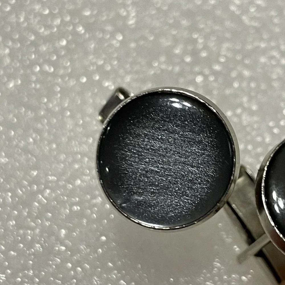 Shiny Round Moonstone Cufflinks Gemstones Silver Tone Cuff Links Tuxedo Formal